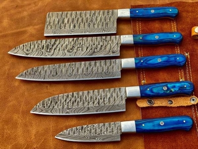 5 Pieces Damascus Chef Knives Set